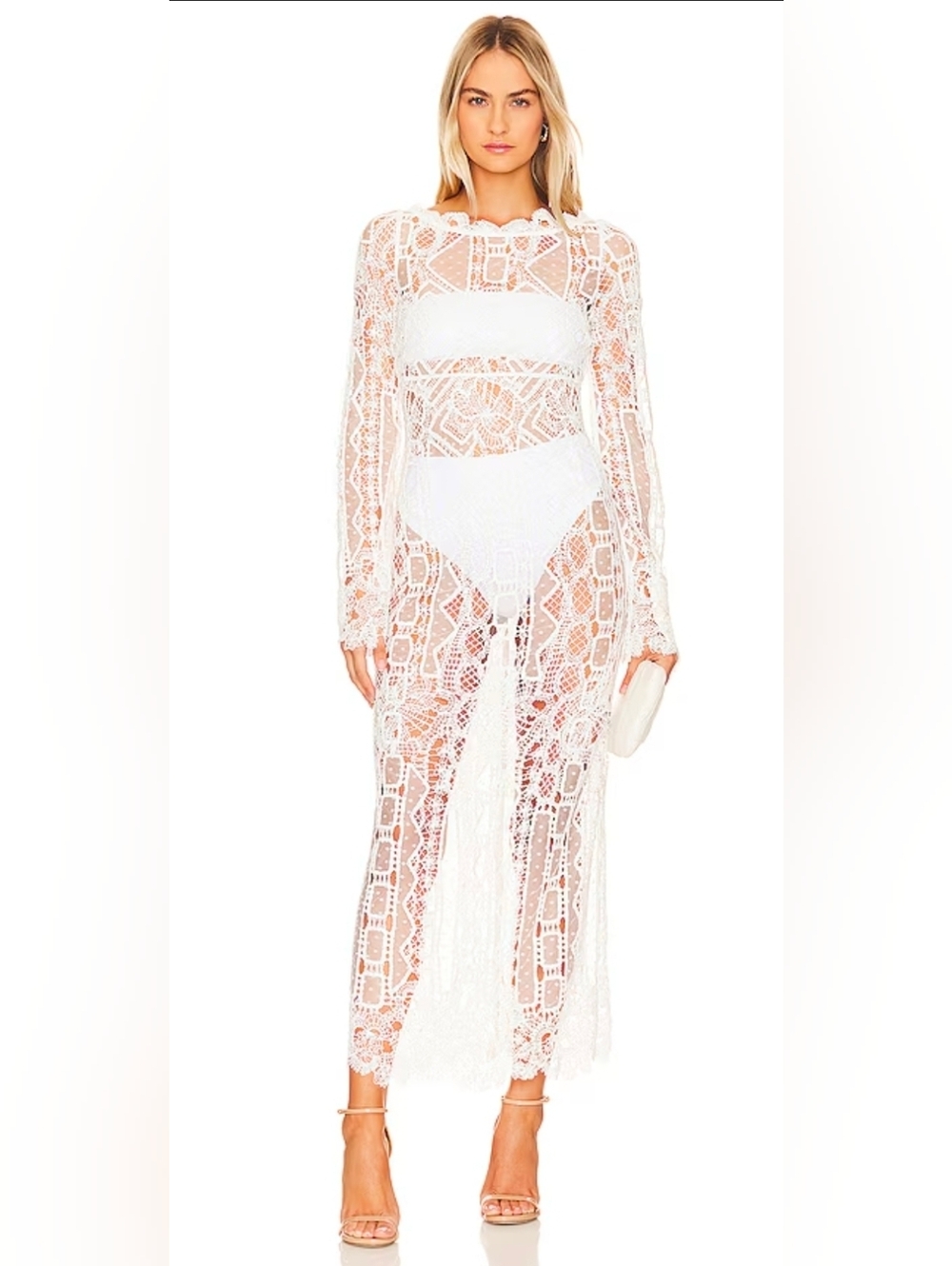 House of Harlow 1960 White Crochet Maxi Cover-Up